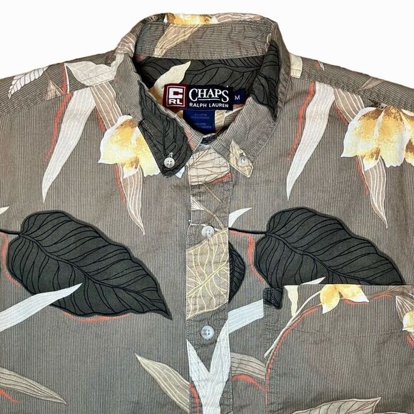 Chaps by Ralph Lauren Tropical Button Down in Tan/Gold/Green Men’s M - Picture 2 of 6